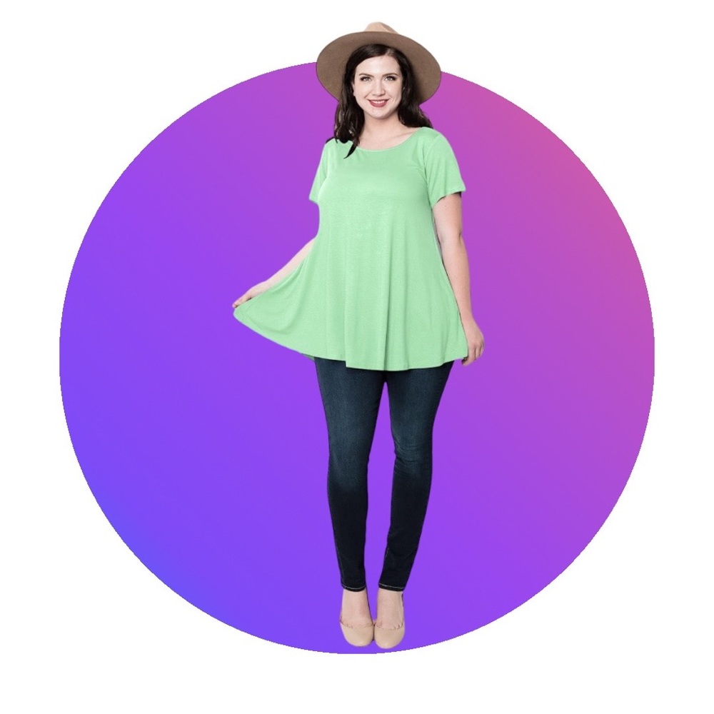 LOCK & LOVE PREMIUM Mint Green Fit and Flare Swing Tunic, Size M.